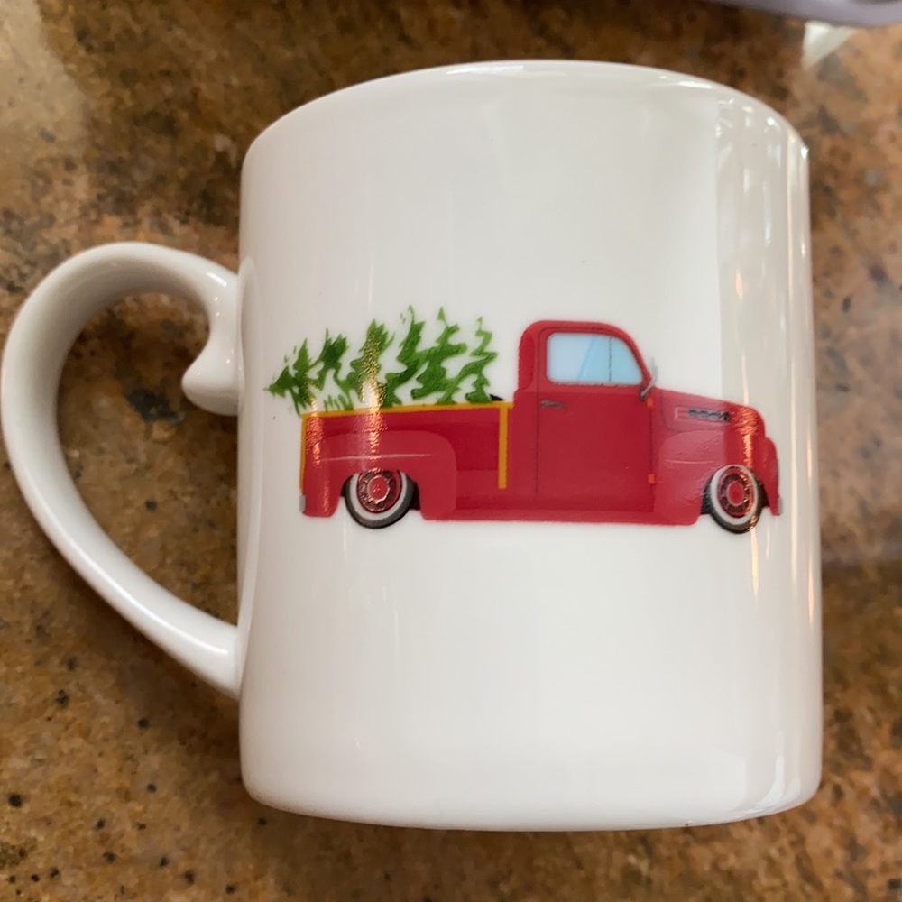 Frankie Grey Mug with Red Truck and Christmas Tree